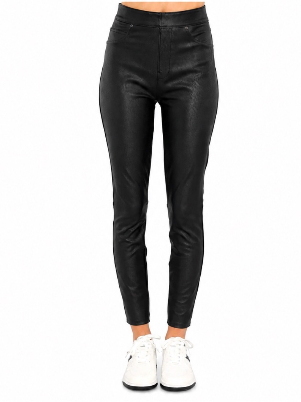 SPANX Leather-Like Ankle Skinny Pants In Luxe Black Petite Small New With Tags!